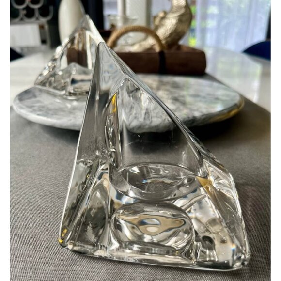 Nybro Sweden Pyramid Clear Crystal Votive Candle Holder by Tord Kjellstrom MCM - Picture 5 of 8